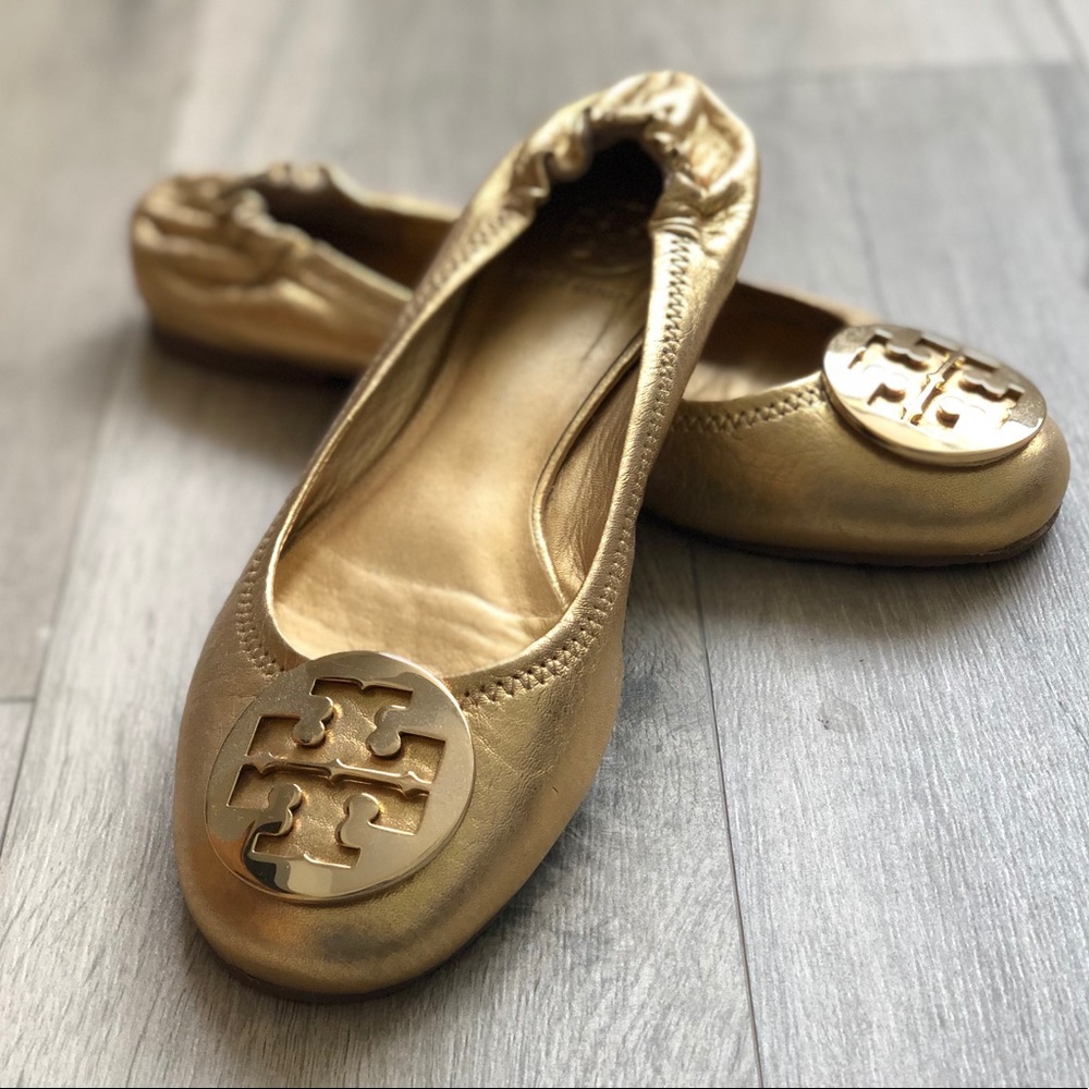 Tory Burch Gold Ballet Flats 8.5